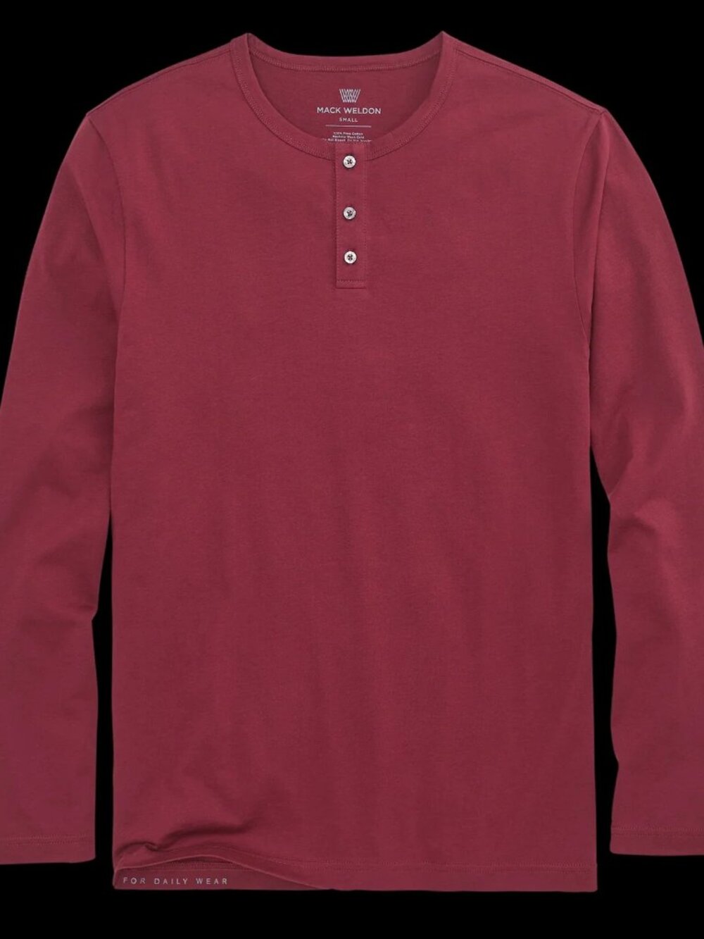 Mack Weldon Red Pima Long Sleeve Henley/20484